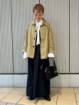 「アイテム（ステンカラーコート）」を使った、mayouedaさん（レディース・156cm）の秋コーディネート