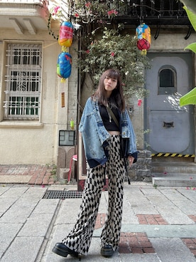 「アイテム（チノパンツ、その他）」を使った、Jie Chenさん（レディース・156cm）の春コーディネート