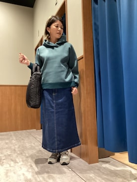 「アイテム（デニムスカート）」を使った、エディーバウアー@モラージュ菖蒲店さん（レディース・153cm）の秋コーディネート