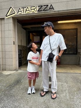 「OOFOS（ウーフォス）のアイテム」を使った、kotaro&papaさん（キッズ・122cm）の夏コーディネート
