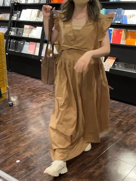 「淡色カジュアル」｜「アイテム（ワンピース/ドレス）」を使った、たゃんꈍ .̮ ꈍさん（レディース・152cm）の春コーディネート