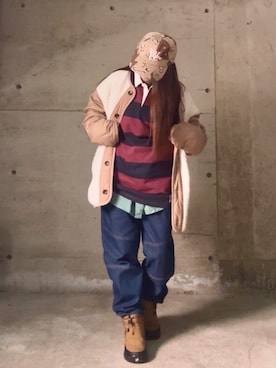 「アイテム（キャップ）」を使った、ありさん（レディース・149cm）の冬コーディネート