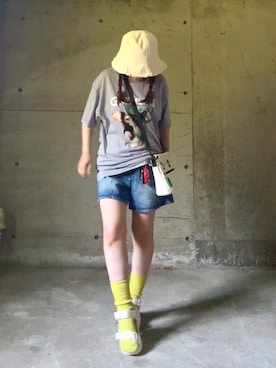 「アイテム（帽子）」を使った、ria‪ஐ‬mさん（レディース・149cm）の夏コーディネート