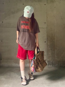 「アイテム（トートバッグ）」を使った、ありさん（レディース・149cm）の夏コーディネート