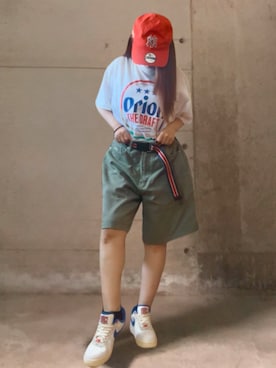 「NIKE（ナイキ）の※入荷禁止 NBHD※NIKE WMNS AIR FORCE 1 '07 LX / ナイキ ウィメンズ エア フォース 1 '07 LX 【SP】（スニーカー、ホワイト系）」を使った、ありさん（レディース・149cm）の夏コーディネート