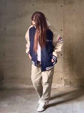 「アイテム（スタジャン）」を使った、ありさん（レディース・149cm）の冬コーディネート