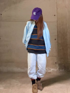 「アイテム（スウェットパンツ）」を使った、ありさん（レディース・149cm）の春コーディネート