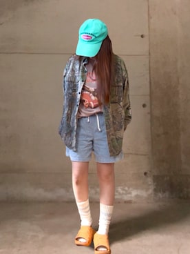「アイテム（キャップ）」を使った、ありさん（レディース・149cm）の春コーディネート