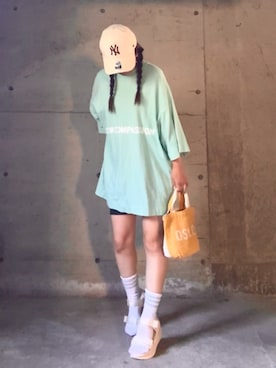 「アイテム（トートバッグ）」を使った、ありさん（レディース・149cm）の夏コーディネート