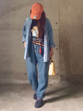 「アイテム（キャップ）」を使った、ありさん（レディース・149cm）の秋コーディネート