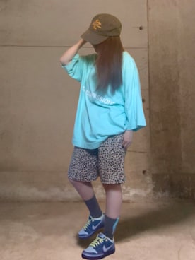「COOKMAN（クックマン）のCookman クックマン シェフショートパンツ ハーフパンツ イージーパンツ レオパード（その他パンツ、その他）」を使った、ありさん（レディース・149cm）の夏コーディネート