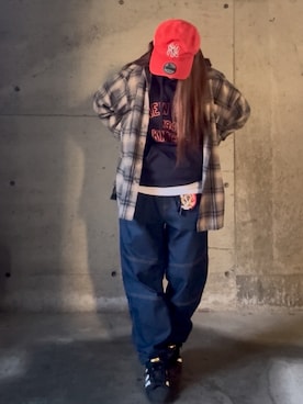 「アイテム（キャップ）」を使った、ありさん（レディース・149cm）の秋コーディネート