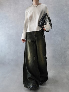 「ワイドデニム」｜Aranさん（メンズ・177cm）の春コーディネート