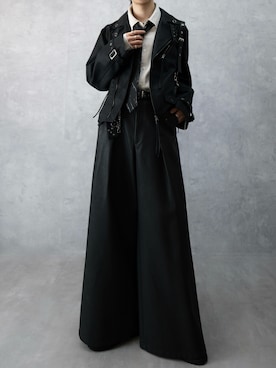 「アイテム（ライダースジャケット）」を使った、Aranさん（メンズ・177cm）の冬コーディネート