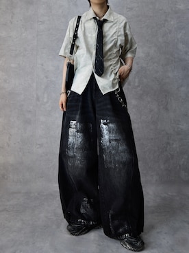 「Spielio（シュピーリオ）の【Spielio】Fade patterned shirred design shirt/ フェード柄シャーリングデザインシャツ（シャツ/ブラウス）」を使った、Aranさん（メンズ・177cm）の夏コーディネート
