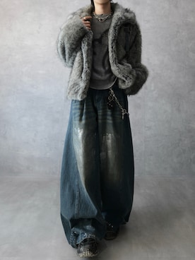 「アイテム（ウォレットチェーン）」を使った、Aranさん（メンズ・177cm）の冬コーディネート