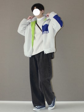 「アイテム（ブルゾン、ホワイト系）」を使った、Aranさん（メンズ・178cm）の冬コーディネート