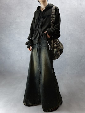 「ワイドデニム」｜Aranさん（メンズ・177cm）の春コーディネート