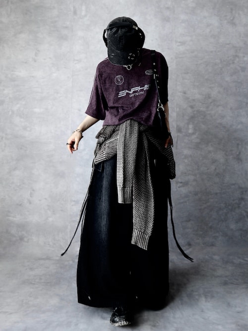 「Spielio(シュピーリオ)の【Spielio】Vintage like mesh knit hoodie/ヴィンテージライクメッシュニットパーカー(パーカー)」を使った、Aranさん(メンズ・177cm)の夏コーディネート