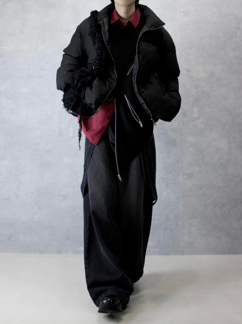 GRANCY 赤 ニットセーター Lサイズ GRANCY カーディガン 即完 Mサイズ