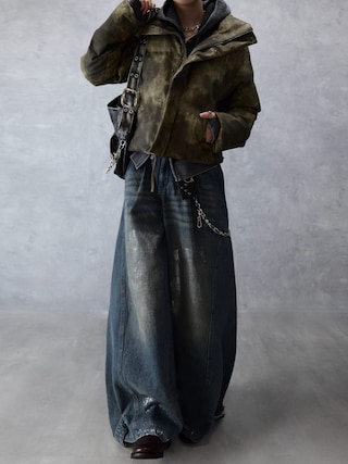 「Spielio（シュピーリオ）の【Spielio】Vintage like high neck padded jacket / ヴィンテージライク合皮ハイネック中綿ジャケット（ダウンジャケット/コート）」を使った、Aranさん（メンズ・177cm）の冬コーディネート