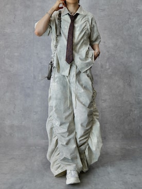 「Spielio（シュピーリオ）の【Spielio】Fade patterned shirred design pants/ フェード柄シャーリングデザインパンツ（その他パンツ）」を使った、Aranさん（メンズ・177cm）の夏コーディネート