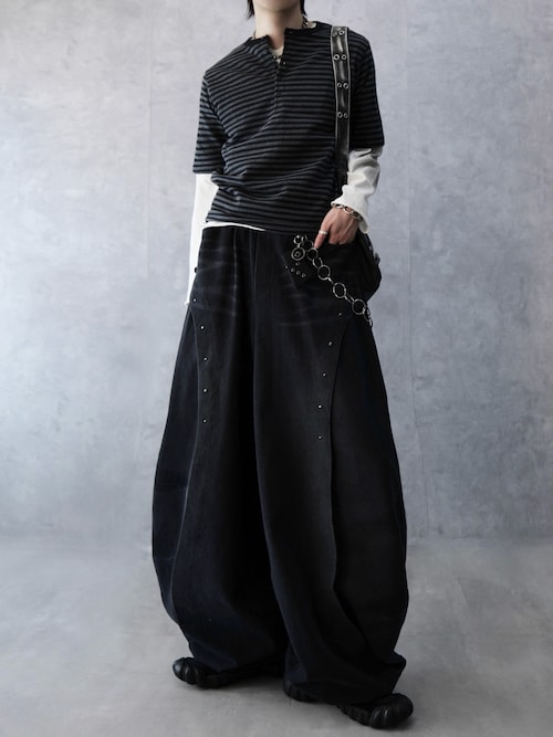 「Spielio（シュピーリオ）の【Spielio】Vintage-inspired cropped Tee/ ヴィンテージライク クロップドTシャツ(ロンT)（Tシャツ/カットソー）」を使った、Aranさん（メンズ・177cm）の春コーディネート