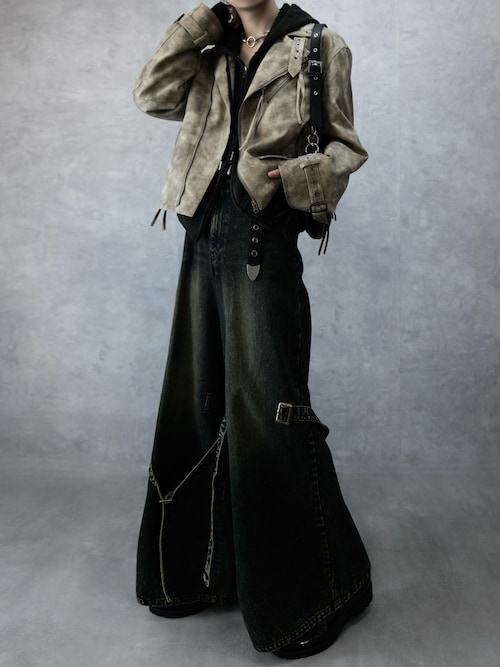 Spielio】 Vintage-like riders jacket / ヴィンテージライク合皮