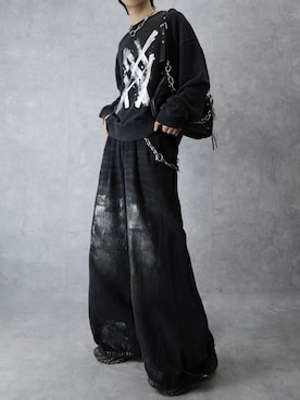 「Spielio（シュピーリオ）の【Spielio】Cracked foil sweatshirt / クラック箔スウェットプルオーバー」を使った、Aranさんのコーディネート