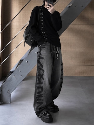「AAKAM(アーカム)のSide Eyelet Long Sleeve (Black)(Tシャツ/カットソー)」を使った、Aranさん(メンズ・177cm)の秋コーディネート