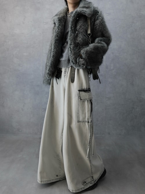 Spielio】Metal bit faux fur jacket / メタルビットフェイクファー