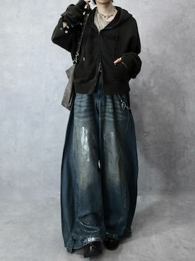 「ワイドデニム」｜Aranさん（メンズ・177cm）の春コーディネート