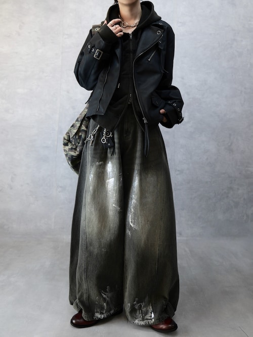 Spielio】 Vintage-like riders jacket / ヴィンテージライク合皮