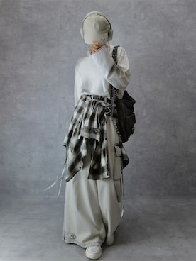 「Spielio（シュピーリオ）の【Spielio】Vintage like denim cargo wide pants/ヴィンテージライクデニムカーゴワイドパンツ（カーゴパンツ）」を使った、Aranさん（メンズ・177cm）の夏コーディネート