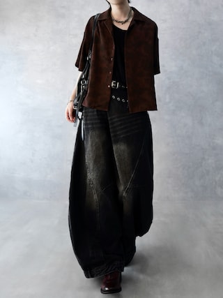 「KUUUPY(クーピー)のCropped Print Open Collar Shirt - 短丈総柄オープンカラーシャツ(シャツ/ブラウス)」を使った、Aranさん(メンズ・177cm)の夏コーディネート