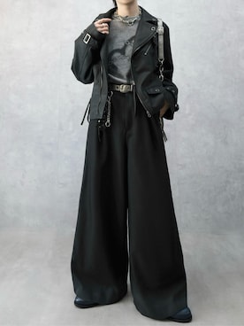 「アイテム（ライダースジャケット）」を使った、Aranさん（メンズ・177cm）の春コーディネート