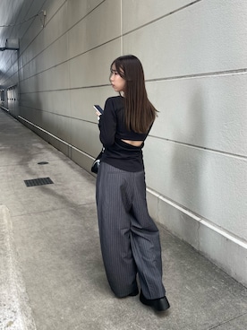 「アイテム（Tシャツ/カットソー、ブラック系）」を使った、kanaさん（レディース・160cm）の春コーディネート