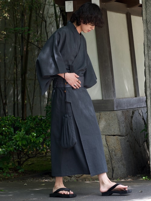 浴衣5点セット 帯 下駄 扇子 巾着 男性浴衣