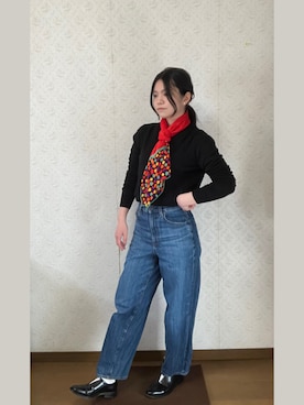 「MISSONI（ミッソーニ）のアイテム」を使った、米之井花さん（レディース・157cm）の冬コーディネート