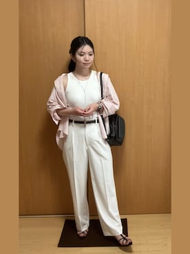 「GU（ジーユー）のアイテム」を使った、米之井花さん（レディース・157cm）の夏コーディネート