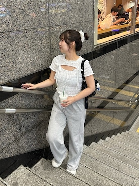 「Chico（チコ）のアイテム（Tシャツ/カットソー）」を使った、Ami さん（レディース・162cm）の夏コーディネート
