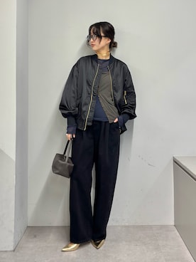 「アイテム（MA-1）」を使った、ABEさん（レディース・167cm）の秋コーディネート