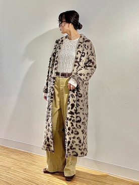 「Whim Gazette（ウィムガゼット）のレオパードガウンニット（ニット/セーター、ブラウン系）」を使った、ABEさん（レディース・167cm）の秋コーディネート