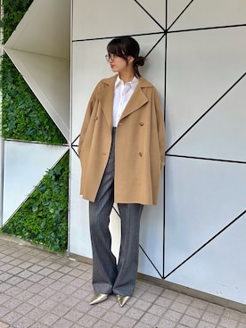 「アイテム（ピーコート）」を使った、ABEさん（レディース・167cm）の秋コーディネート