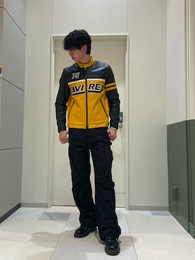 「AVIREX（アヴィレックス）のアイテム（ライダースジャケット）」を使った、takumiさん（メンズ・183cm）の秋コーディネート