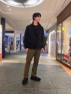 「ジャージーパンツ」｜「アイテム（ブルゾン）」を使った、takumiさん（メンズ・183cm）の冬コーディネート