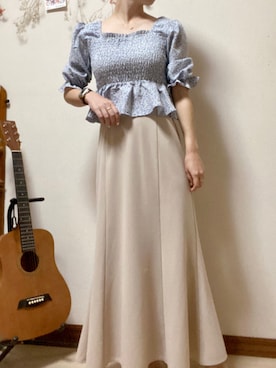 「Heather（ヘザー）のチェックコットンスクエアブラウス【SETUP対応】　958861（シャツ/ブラウス）」を使った、とりちゃんさん（レディース・158cm）の春コーディネート