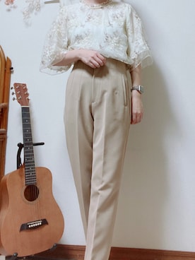 「刺繍」｜「アイテム（腕時計）」を使った、とりちゃんさん（レディース・158cm）の夏コーディネート