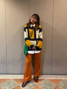 「古着女子」｜「アイテム（スラックス）」を使った、merukさん（レディース・161cm）の秋コーディネート