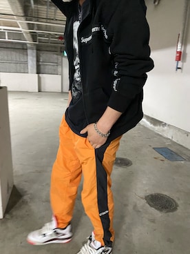 「HERON PRESTON（ヘロンプレストン）のアイテム（パンツ、オレンジ系）」を使った、KEITOさん（メンズ・172cm）の秋コーディネート